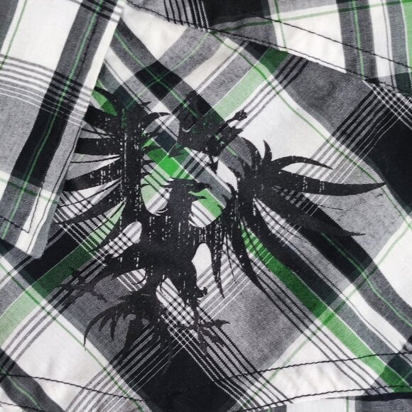 Machine button down shirt men's XL white grey checks western style front decor - Picture 5 of 9